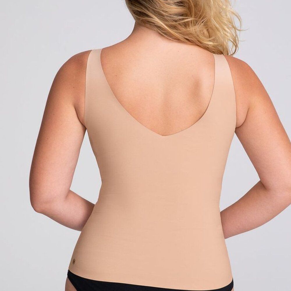 Honeylove LiftWear Tank Seamless Shapewear Wide Band V-Neck Sand 2X - Picture 3 of 8